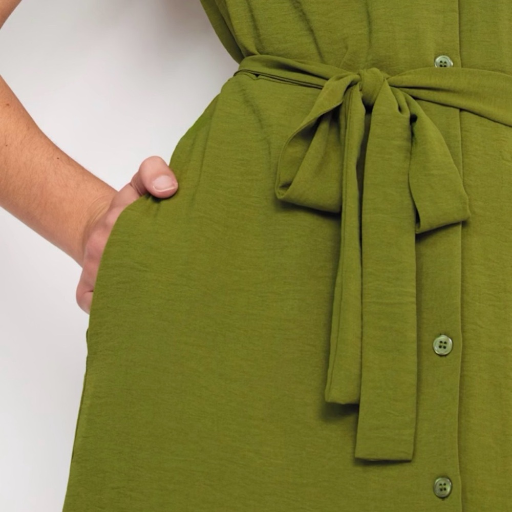 Stitch Fix NWT Olive Button-Down Midi Dress - Picture 3 of 4